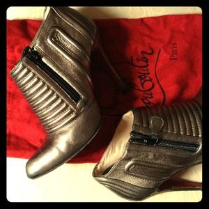 Louboutin bronze booties