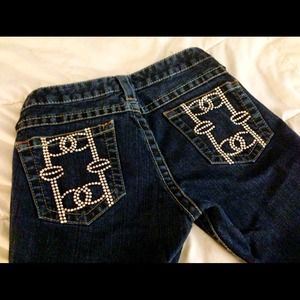 Bebe Rhinestone Logo Jeans