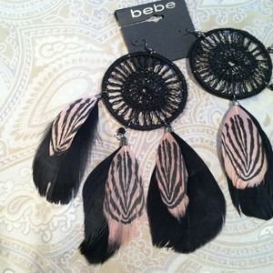 bebe feather earrings
