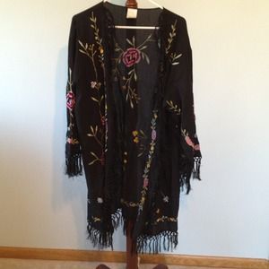 Black sheer long shawl
