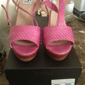New Barneys New York  Pink Leather Snake Print