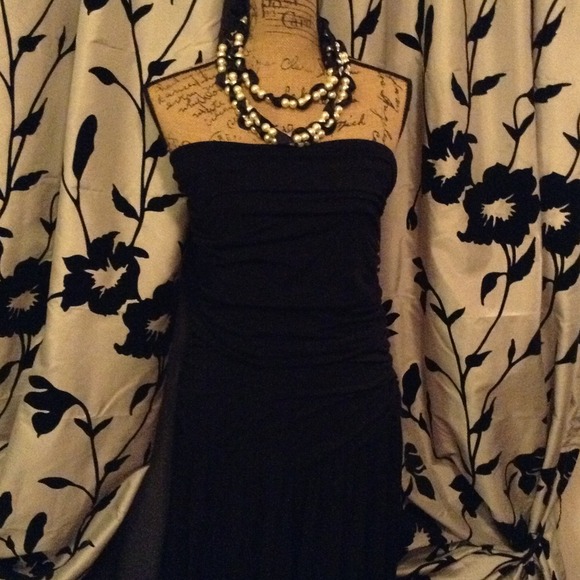Black ruched long maxi