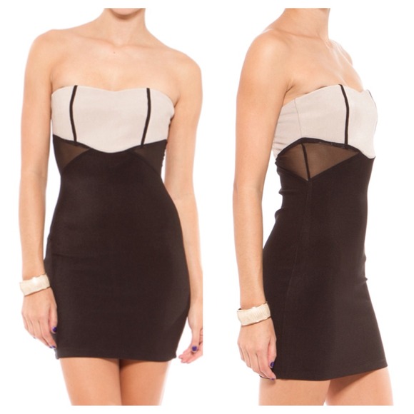 🆕Beige Tube Dress with Mesh & Binding