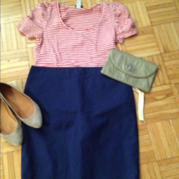 Blue pencil skirt