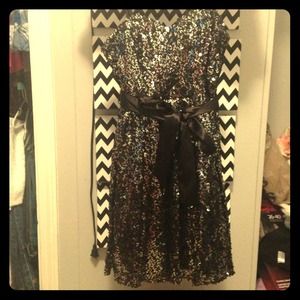 City studio black and silver sequin dress