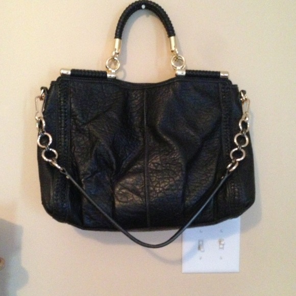 Black leather coach handbag. - Picture 3 of 4