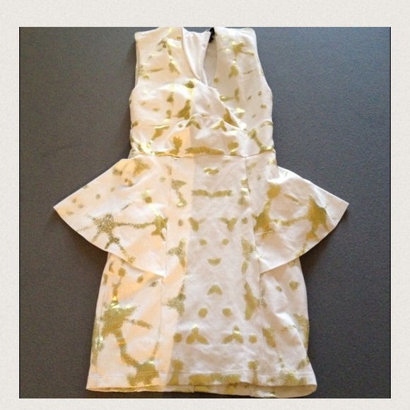 SOLD Bebe gold and white dress!! 🎉🎈🎊 - Picture 3 of 4