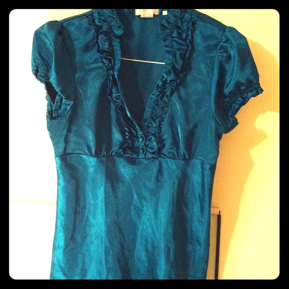 Green/blue silk dress shirt