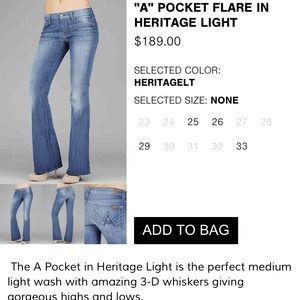 👖SOLD👖NWT 7 for all mankind A Pocket 31 Heritage