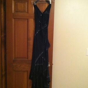 Black sparkly haulter top dress.