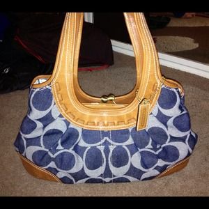 ⛔ SOLD!! Authentic Coach jean and leather.