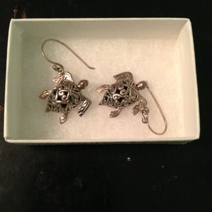 Silver Turtle Earrings