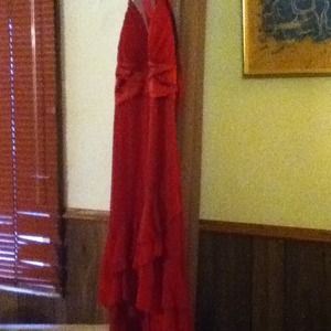 Red halter dress minor sparkles