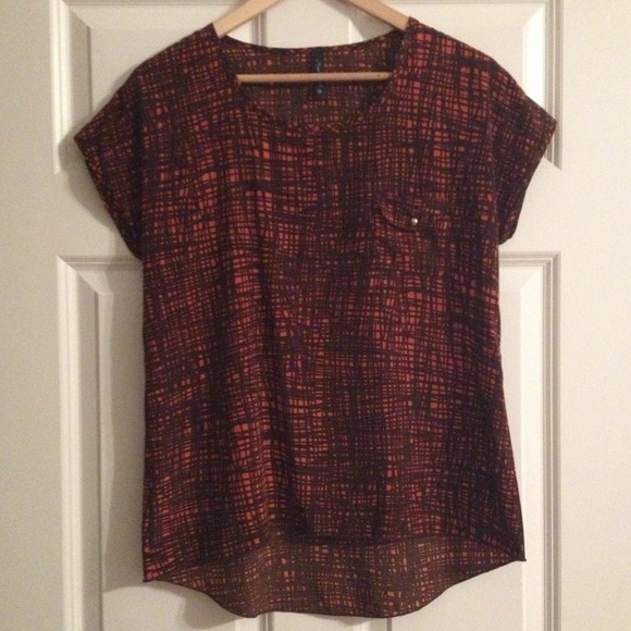 Orange and brown silk shirt