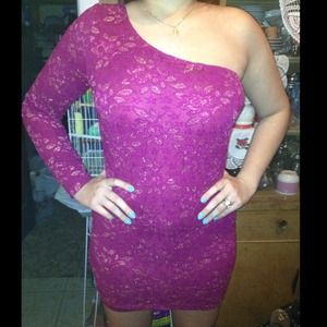 Magenta and gold forever 21 one shoulder dress
