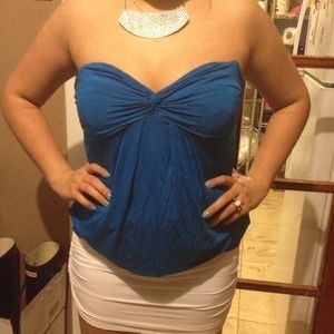 Teal forever21 strapless top
