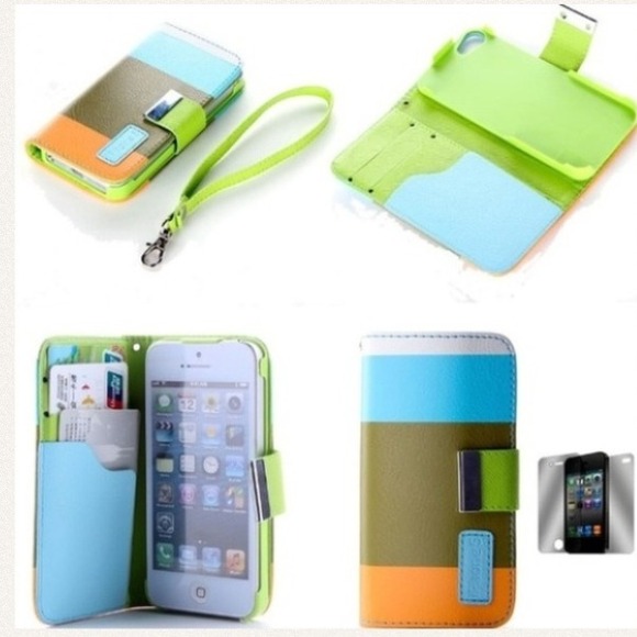 Clutches & Wallets - iPhone 5 Wallet Case Orange Blue