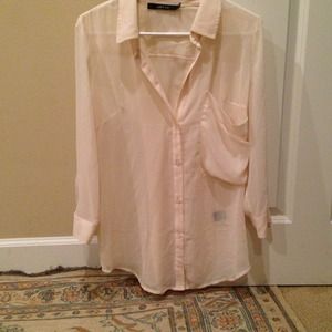 Cream Sheer Button Down