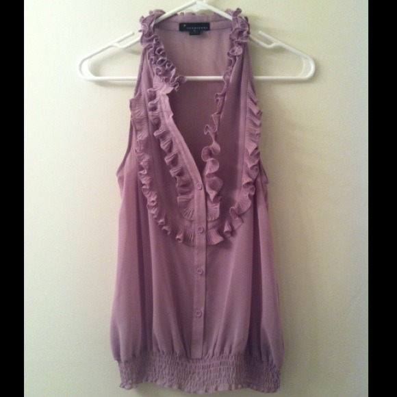 Purple sheer ruffle top