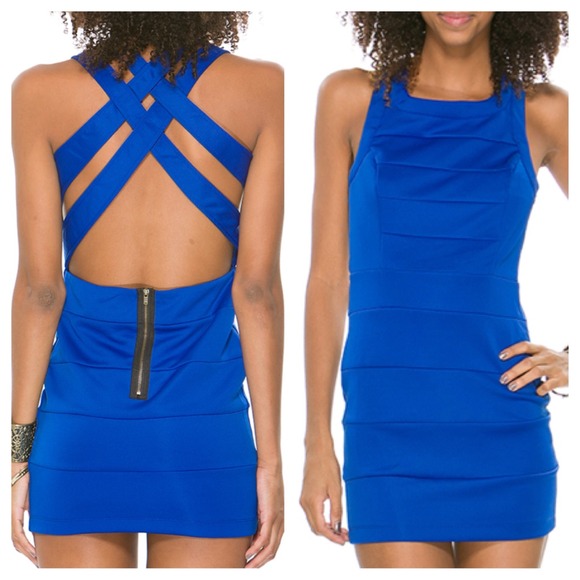 🆕Blue Banded Cross Back Dress