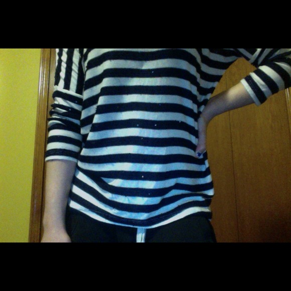 Light weight stripe sequin sweater