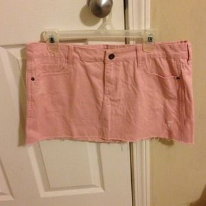 Pink jean mini skirt