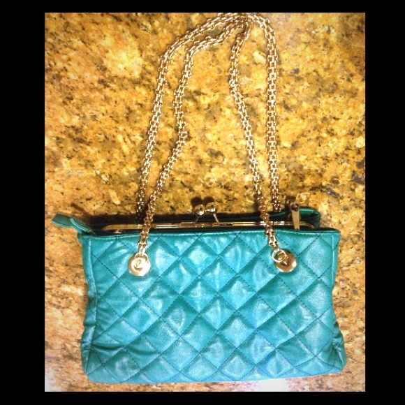 Turquoise quilted pocketbook