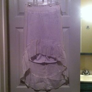 Hi-lo skirt in white linen like fabric