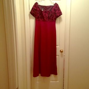 Floor length wine colored gown