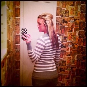 Gray and cream striped sweater