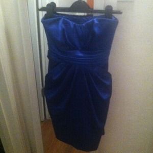 Strapless royal blue party dress