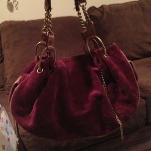 Juicy contour bag velour deep burgundy color