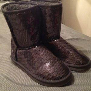Dark Grey sequin boots