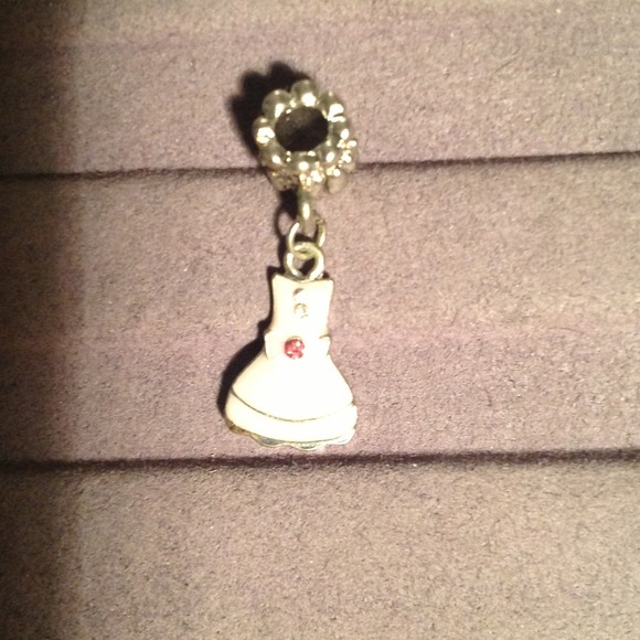 Pink dress dangle charm fits pandora bracelets