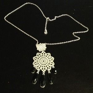 Long Silver charm necklace