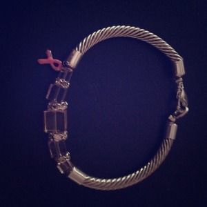 Silver and pink Breast Cancer bracelet