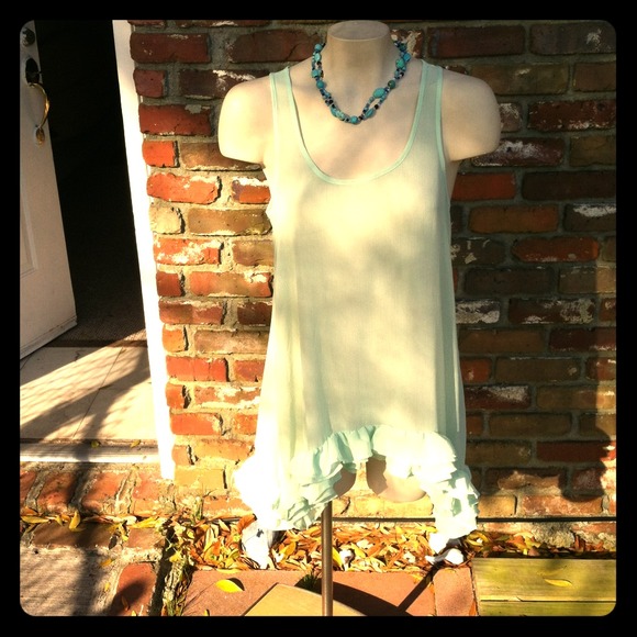 Mint green sheer top