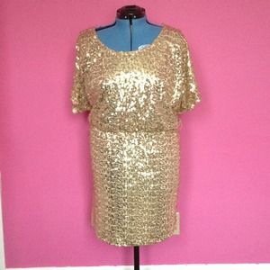 Gold sequin party dress NWOT *plus*