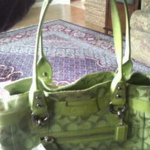 Green Coach handbag. New.