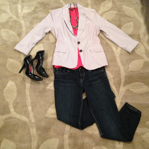 Gray and White Striped Jacket