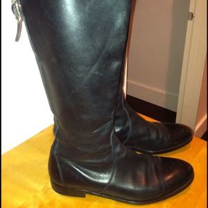 Black leather riding boots