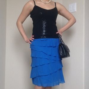 NWT BCBG blue chiffon ruffle skirt