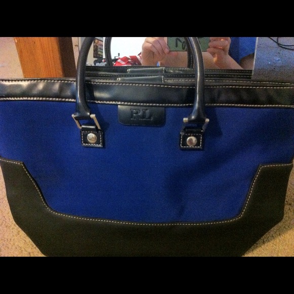 Vintage Ralph Lauren Blue and Black Fragrance tote