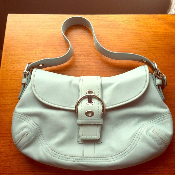 Coach Handbags - Baby blue leather coach purse!