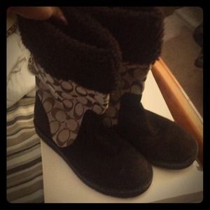 Dark brown coach boots