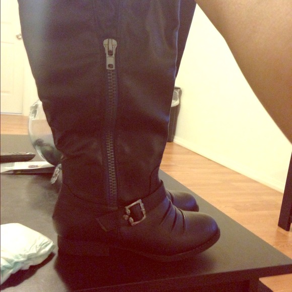 Black leather boots