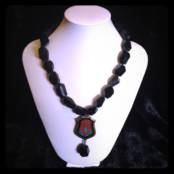 Peacock statement necklace