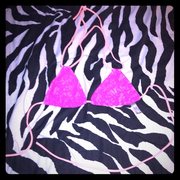 new VS coral Bikini top cover with hot pink lace! - Picture 1 of 3
