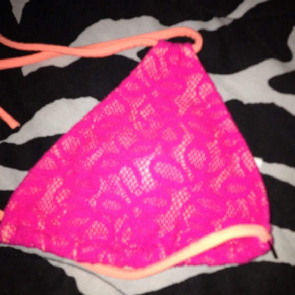 new VS coral Bikini top cover with hot pink lace! - Picture 2 of 3
