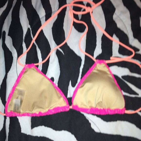 new VS coral Bikini top cover with hot pink lace! - Picture 3 of 3